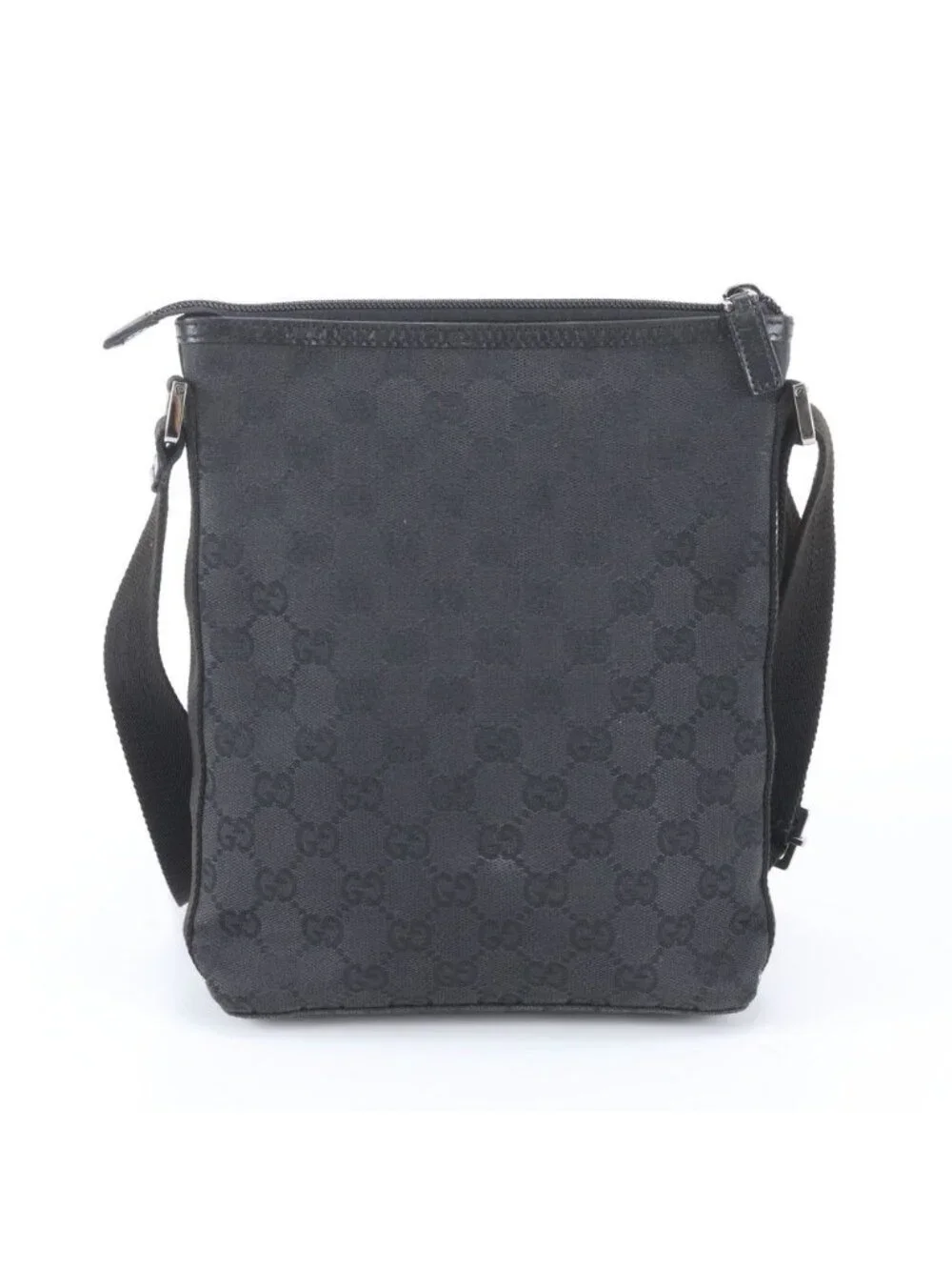Gucci GG Canvas Leather Shoulder Bag Messenger Business Black